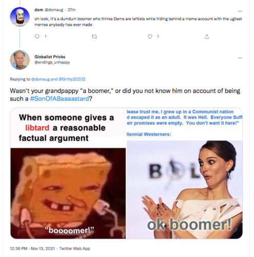 @domaug dom dumdum boomer hides behind a meme acount