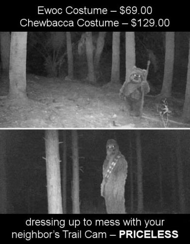 dressing up to mess with your neighbors trail cam