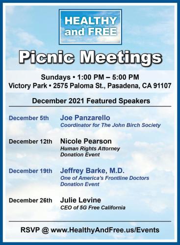 Pasadena, CA - Dec  Meetings and  Speakers - Healthy and Free