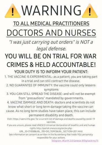 Warning to Medical Doctors Nurses