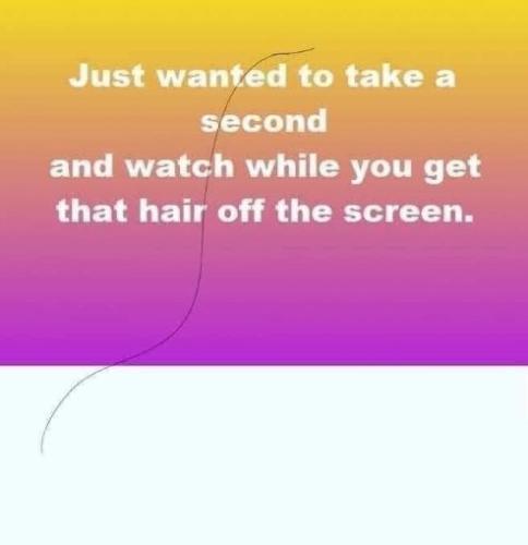 just wanted to watch you get that hair off of your screen
