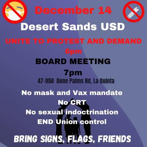La Quinta, CA - Dec 14 - Rally and Desert Sand USD School Board Meeting