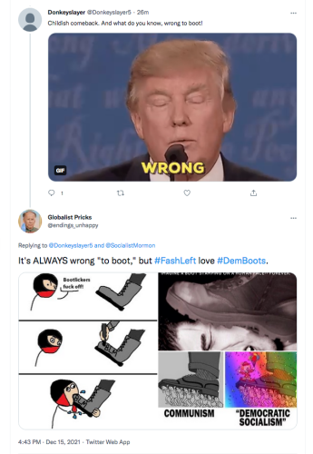 @donkeyslayer5 wrong to boot fashleft demboots blm lick socialism communism