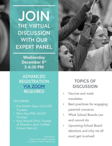 CA Virtual Meeting - Dec 8 - Hosted by Central Coast Health Coalition and Children's Heald Defense SLO