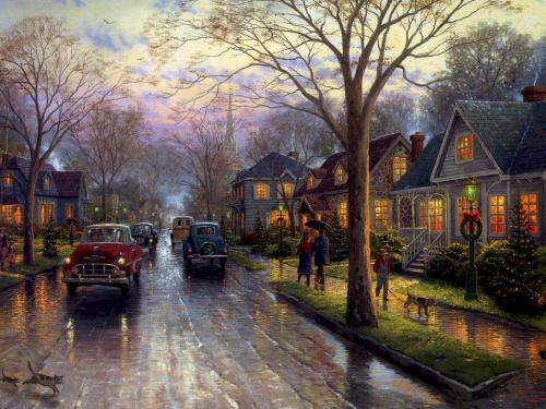 Winter Rainy Streets - Thomas Kincade