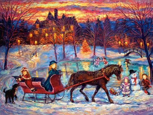 ! Lighted christmas time snow scene