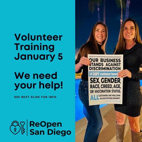 San Diego, CA - Jan 5, 2022 - Re-Open San Diego Training