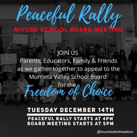 Murrieta, CA - Dec 14 - Rally and School Board Meeting
