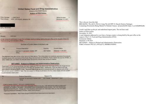 fda using post office to destroy patients Ivermection (1)