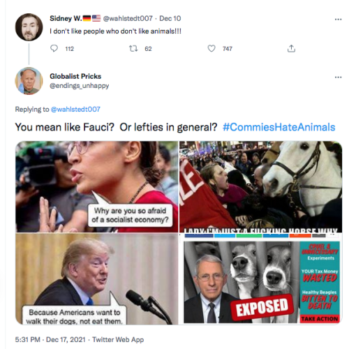 @wahistedt007 shot nazi dont like people who dont like animals peta fauci dog horse hypocrisy