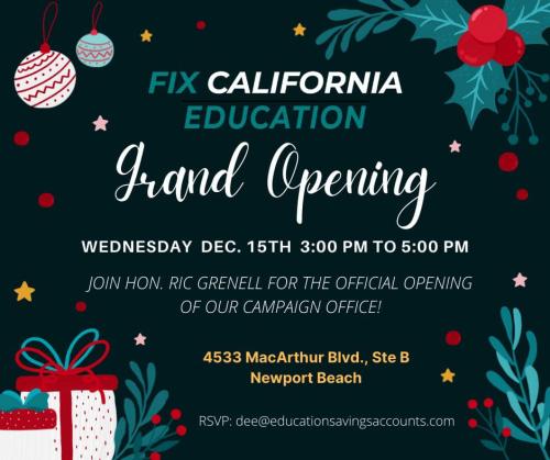Newport Beach, CA - Dec 15 - Fix California Education Grand Opening