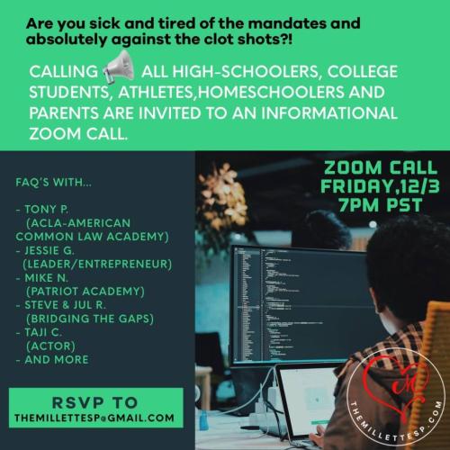 CA - Dec 3 - Zoom Call - Empower and Encourage People to Stand For Freedom