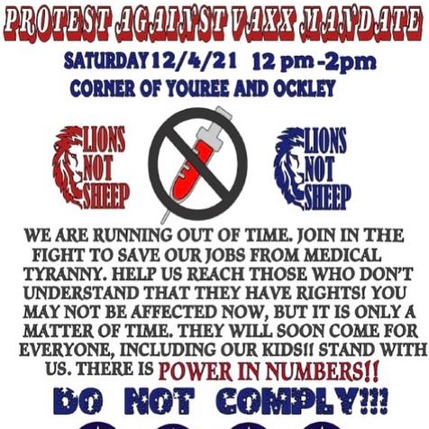 Schreveport. Louisiana - Dec 4 - Proest Against Vax Mandate