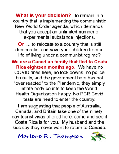 Marlene, come to Costa Rica