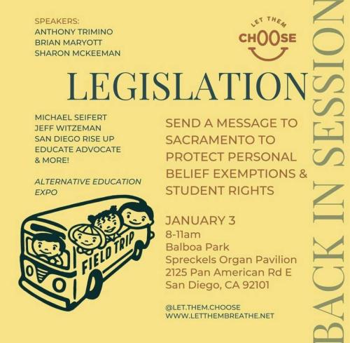 San Diego, CA - Jan 3 - Rally and alternative education expo