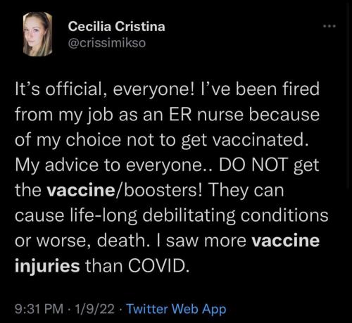 ER Nurse Cecilia Cristina fired