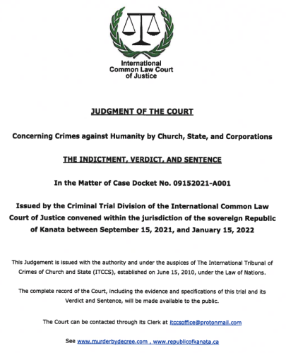 International Common Law Court of Justice 09152021-A001 - Final Judgement