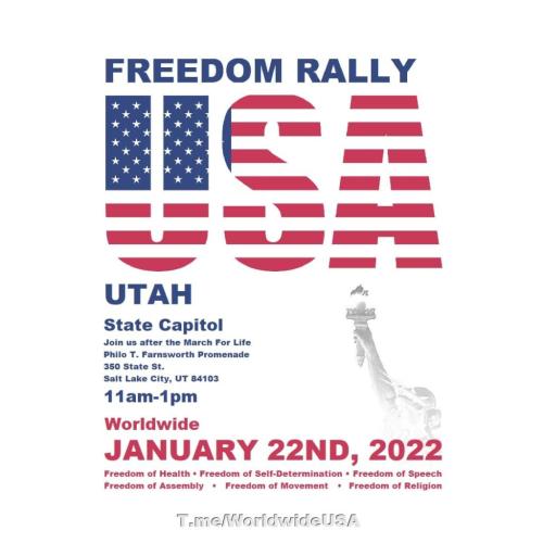 Salt Lake City, Utah - Jan 22, 2022 - Freedom Rally