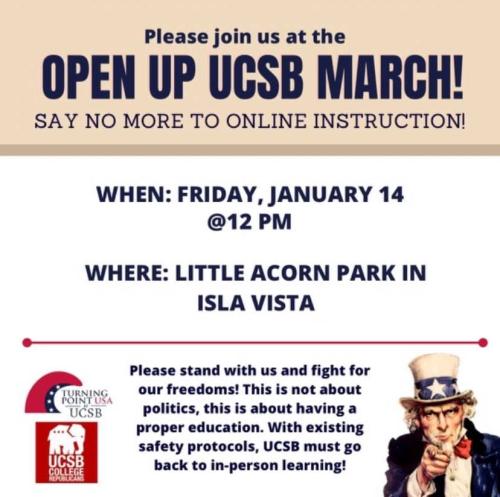 Isla Vista, CA - Jan 14, 2022 - Open Up UCSB March