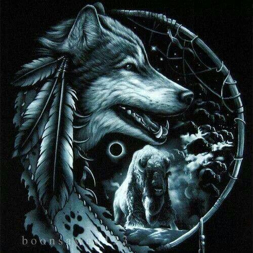Wolf and buffalo wind catcher