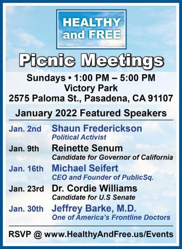 Pasadena, CA - Jan 2022 Weekly Meeting Schedule