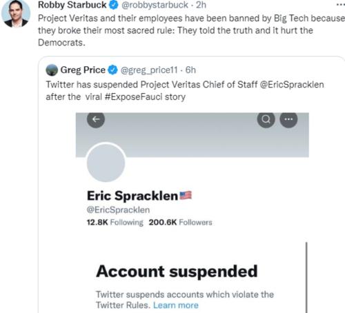 Project Veritas twitterbanned for exposing fauci
