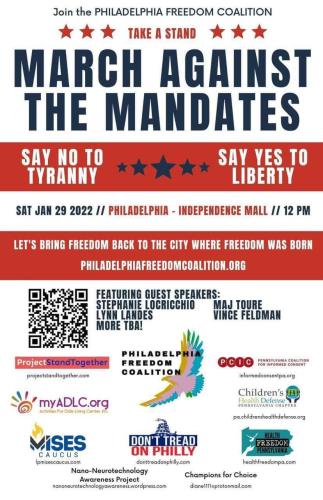 Philadelphia, Pensylvannia - Jan 29, 2022 - March Against Mandates