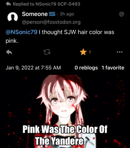 Pink was the color of the Yandere 🔪