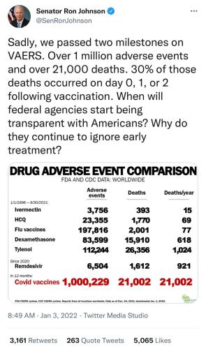 Sen Ron Johnson on VAERS