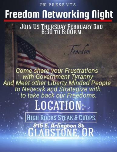 Gladstone, Oregon - Feb 3, 2022 - Freedom Networking Night