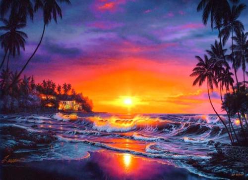 Evening sunseet on tropical beach