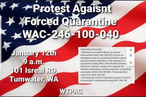 Tumwater, Washington - Jan 12, 2022 - Protest Against Forced Quarantine