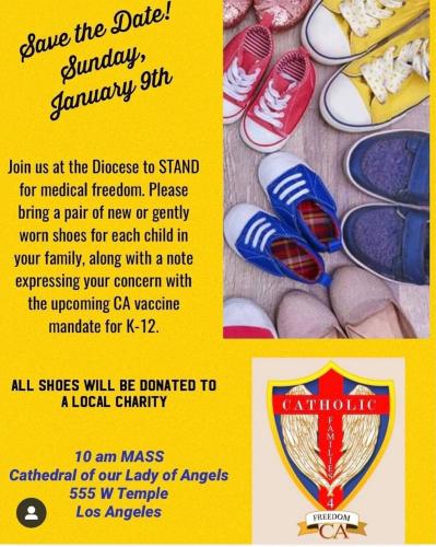 Los Angeles, CA - Jan 9, 2022 - Shoes for Medical Freedom Rally