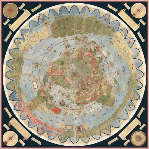 1587 Monte Flat Earth Map (Unfrozen Antarctica) - 50% Smaller