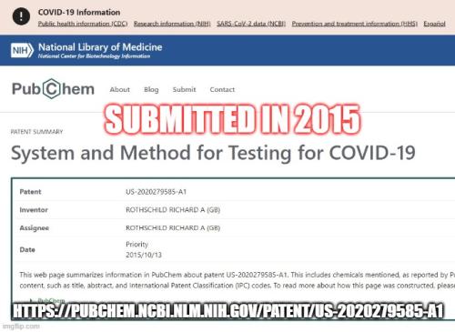 Covid 19 Test Patent submitted in 2015 - US-202079585-A1
