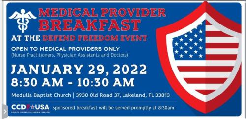 Lakeland, Florida - Jan 29, 2022 - Medical Provider Breakfast at the Defend Freedom Event