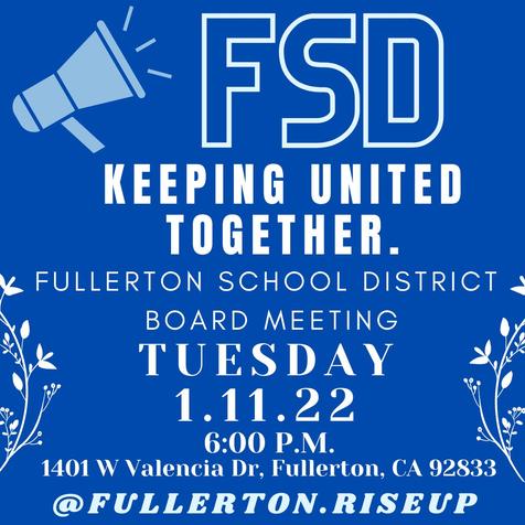 Fullerton, CA - School Board Meeting