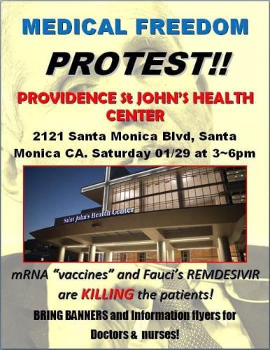 Santa Monica, CA - Jan 29, 2022 - Protest at Providence St. John's Health Center
