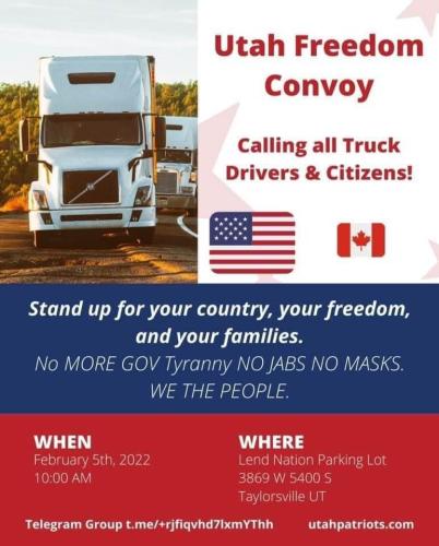 Taylorsville, Utah - Feb 5, 2022 - Utah Freedom Convoy
