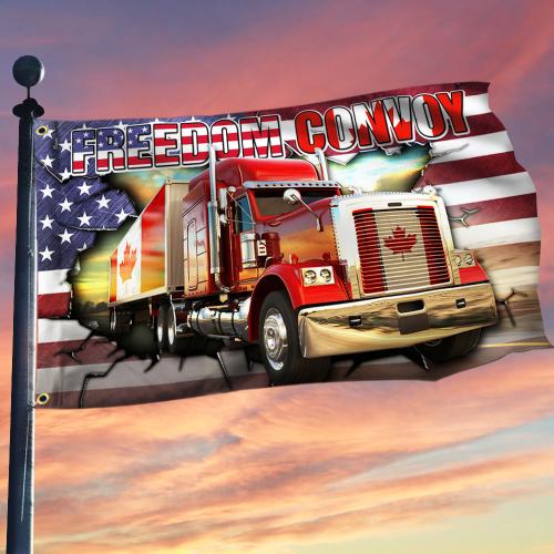 Freedom Convoy. American Canadian Truck Flag