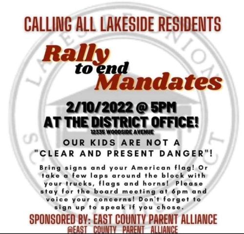 Lakeside California - Feb 10, 2022 - Rally to End Mandates