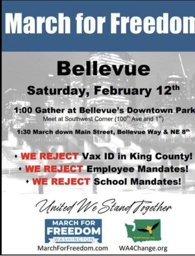 Bellevue, Washington - Feb 12, 2022 - March for Freedom