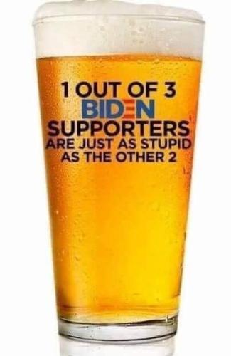 1 out of 3 Biden supporters are just as stupid as the other 3