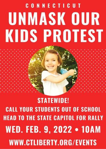 Hartford, Connecticut - Feb 9, 2022 - Unmask Our Kids Protest