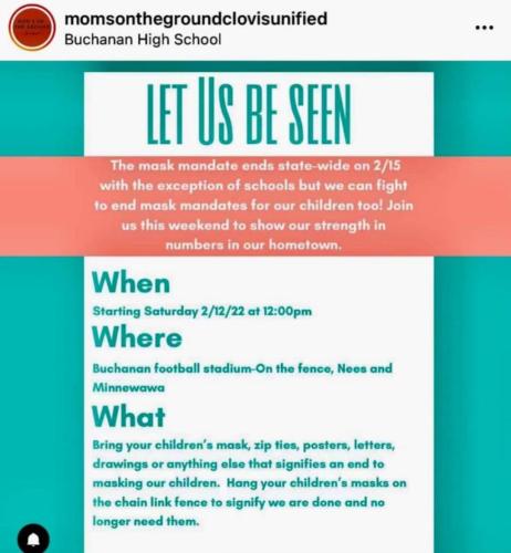 Clovis, California - Beginning Feb 12, 2022 - Buchanan High School - Mask Display