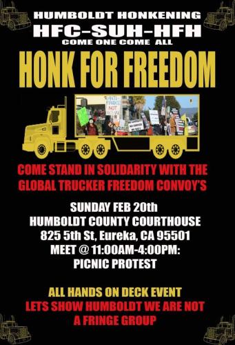 Humboldt, California - Feb 20, 2022 - Honk for Freedom