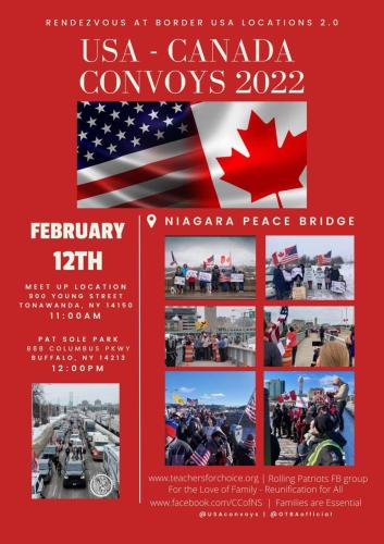 Niagara Falls, New York - Feb 12, 2022 - USA-Canada Convoy at Peace Bridge