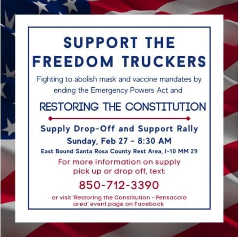 Pensacola, Florida - Feb 27, 2022 - Supply Drop off and Support Rally