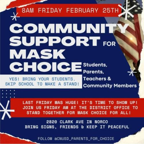 Norco, California - Feb 25, 2022 - Rally for Mask Choice