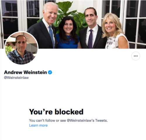 @Weinsteinlaw andrew weinstein coward democrat lawyer that beds with the corrupt biden party of crime sleaze lawyer  blockedbylibtard